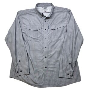 AFICO American Fishing Tackle Shirt Mens Large Gray Plaid Long Sleeve AFTECH